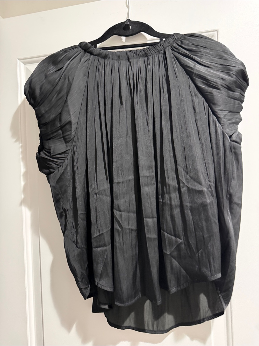 Jason Wu Women's Black Pleated Short-Sleeve Blouse Brand New no tags